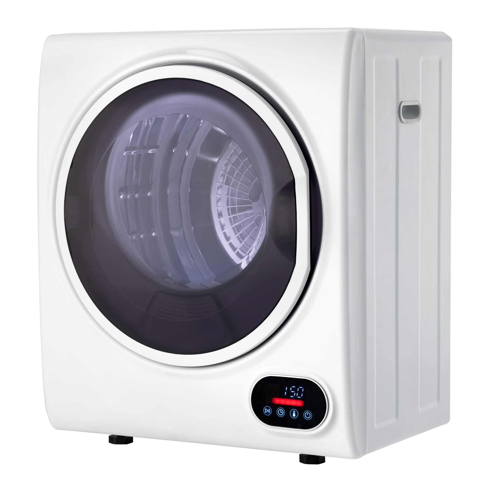 Hassch Compact Laundry Dryer, 1.5 cu ft Stainless Steel Clothes Dryer with LED Control Panel, Wall Mounted \u0026 Freestanding Dryer for Home, Apartment, White